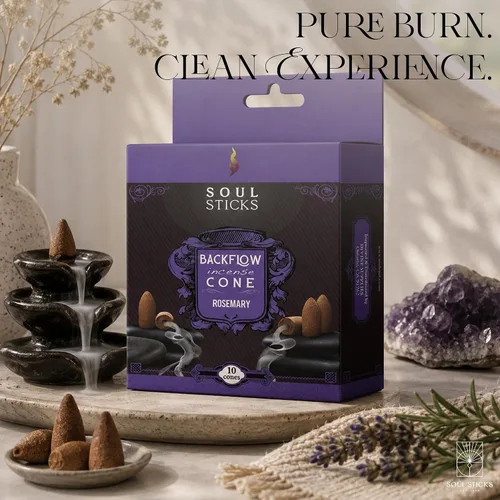 Miniatura 3 de Soul Sticks Conos de incienso de reflujo – 40 conos orgánicos hechos a mano para quemador de cascada Paquete de 4 aromas aromáticos de larga Romero