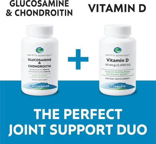 Miniatura 5 de Earth's Splendor Glucosamina HCI 1500 mg de sulfato de condroitina 1200 mg Suplemento para hombres y mujeres, apoya la salud de las articulaciones