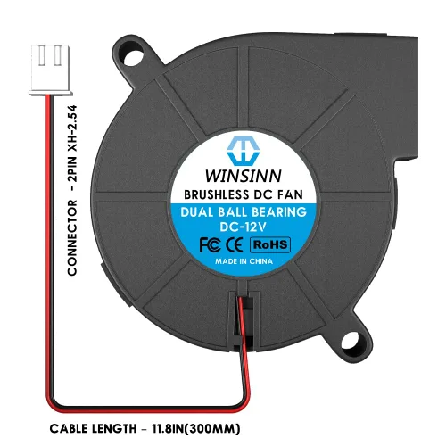 Miniatura 3 de WINSINN Ventilador de soplador 5015 de 1.969 in, 5 V, impresora 3D, ventiladores de 5 voltios, turbina turbina Turbo doble rodamiento de bolas
