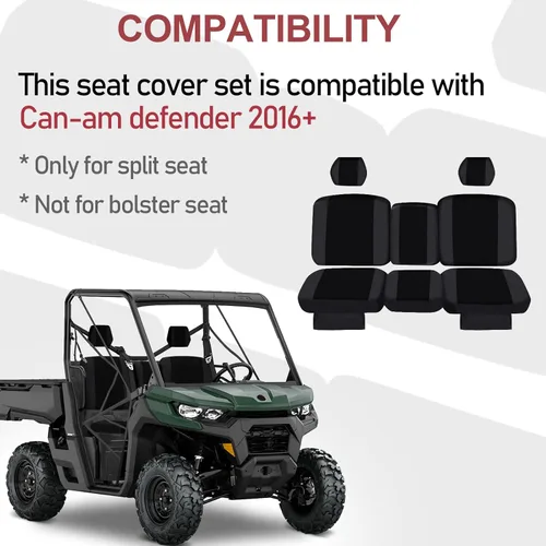 Miniatura 6 de StarknightMT UTV Defender Funda de asiento – Fundas de asiento impermeables a prueba de polvo compatibles con Can Am Defender DPS MAX 6X6 PRO Negro