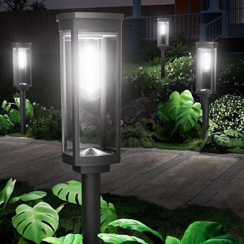 Miniatura 7 de NEWMESSI Paquete de 4 luces solares para caminos al aire libre, modernas luces LED solares de súper brillo, IP65, impermeable, para jardín, jardín