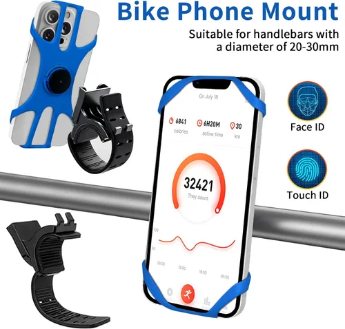 Miniatura 6 de Soporte de teléfono 3 en 1 para correr, muñequera, soporte para bicicleta, rotación de 360° y desmontable, apto para todos los teléfonos de 4.5-7