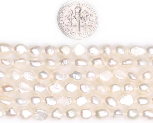Miniatura 2 de JOE FOREMAN Perlas auténticas perlas de 0.197-0.236 in de arroz barroco blanco ovaladas cultivadas de agua dulce para collares y manualidades