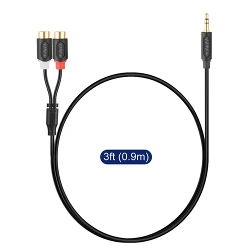 Miniatura 8 de J&D Cable auxiliar a RCA, serie Audiowave chapado en oro, 0.138 in macho a 2RCA hembra, adaptador de audio estéreo auxiliar para auriculares Jack