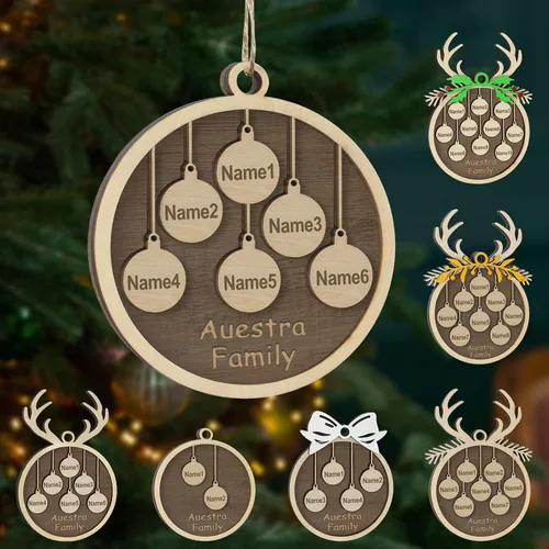 Miniatura 26 de Adornos de Navidad personalizados, familia de 1 nombre, adornos de Navidad de madera personalizados, decoración personalizada, decoración de árbol