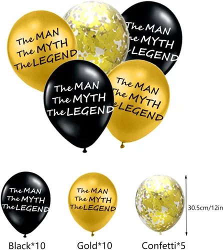 Miniatura 7 de Globos divertidos de confeti de The Man The Myth The Legend para él, marido, hombre, padre, día del padre, cumpleaños, jubilación, 26 paquetes