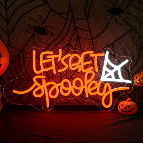 Miniatura 14 de Horseneon Letrero de neón de Navidad con texto en inglés "Welcome Foolish Mortals", mansión embrujada, decoración de pared LED para puerta, Mab