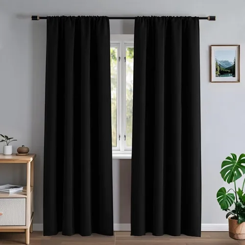 Miniatura 25 de Cortinas opacas para sala de estar, cortinas 100% opacas de 90 pulgadas de largo, juego de 2 paneles de 2 paneles, con aislamiento térmico, pestaña