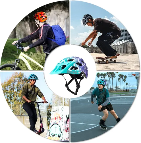 Miniatura 7 de SIFVO - Casco de bicicleta para niños, casco de bicicleta para niños y niñas de 8 años en adelante, con visera fresca, casco de bicicleta para azul