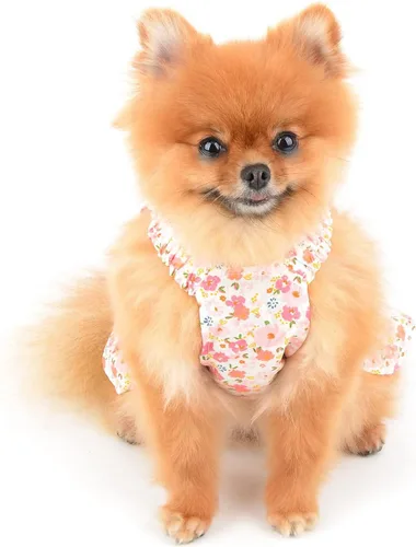 Miniatura 3 de SMALLLEE_LUCKY_STORE Vestido floral de arnés para perro, lindo vestido de verano con correa para mascotas para perros pequeños, gatos y niñas