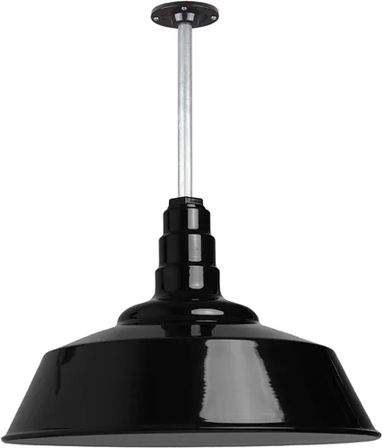Miniatura 27 de Steel Lighting Co. Manhattan Warehouse Light Lámpara colgante montada en el techo Cúpula de 20 pulgadas Montaje al ras Luz de granero
