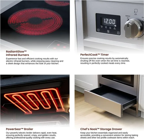 Miniatura 3 de Rangaire RRE241TS - Horno eléctrico de 24 pulgadas con temporizador, acero inoxidable, quemadores infrarrojos, convección verdadera, estantes