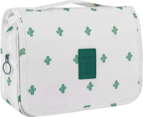 Miniatura 7 de Trawila Neceser colgante de viaje, bolsa de cosméticos, organizador de maquillaje para hombres y mujeres con gancho resistente, Gris (Grey Flower)