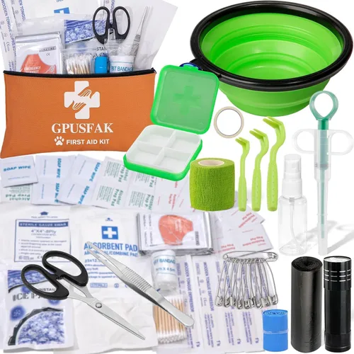 Kit de primeros auxilios para mascotas para perros y gatos, kit de primeros auxilios para perros, kit de emergencia para mascotas con suministros de