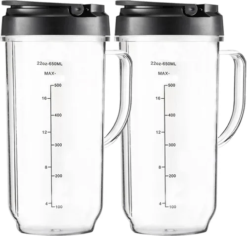 Vasos de repuesto para piezas de repuesto Magic Bullet de 22 onzas compatibles con Magic Bullet MB1001 MBR-0701AK de 250 W (marcas medidas), tapa