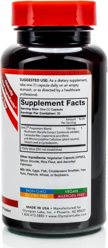 Miniatura 3 de Olympian Labs Suplemento AHCC premium de 750 mg de AHCC por cápsula – Apoya la salud inmunológica, la función hepática y la actividad natural