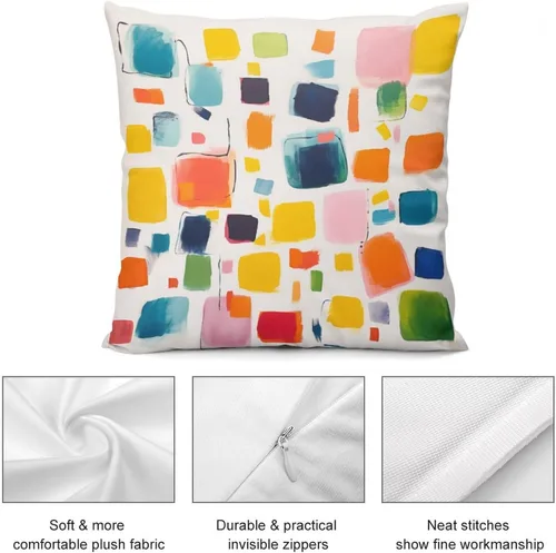 Miniatura 6 de Almohadas grandes para cama, fundas de almohada abstractas coloridas con patrón de rayas verticales, fundas de almohada cuadradas suaves, fundas