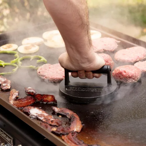 Miniatura 7 de Cuisinart - Prensa de hamburguesas aplastadas de hierro fundido de 6.5", prensa de parrilla redonda de borde plano para hamburguesas crujientes