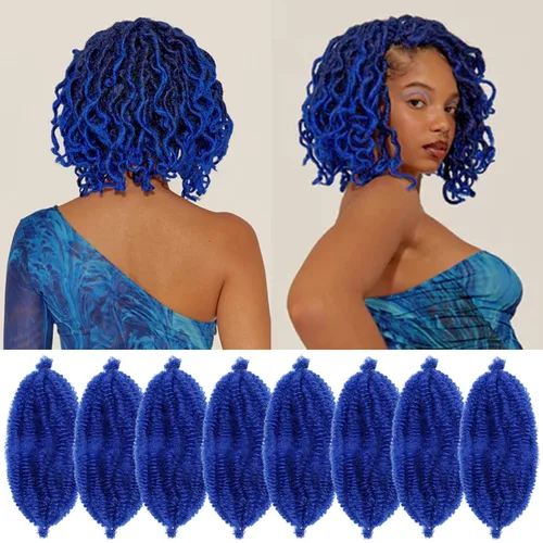 Miniatura 42 de Cabello Rizado Afro Elástico 8 Paquetes Cabello Trenzado Marley Twist Cabello Spring Twist Pre-Separado para Locs Falsos Cabello de Ganchillo Kinky