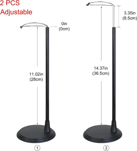 Miniatura 6 de ZITA ELEMENT Base de soporte de muñeca ajustable de 2 piezas para accesorios de muñeca de 14 pulgadas -18 pulgadas - negro
