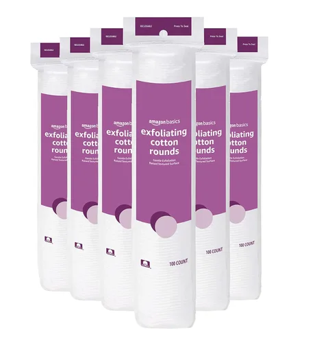 Amazon Basics Algodón exfoliante redondo, 600 unidades (6 paquetes de 100) (anteriormente Solimo)
