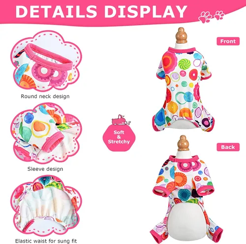 Miniatura 2 de Pijamas para Perros Pjs Ropa Suave y Elástica para Perros Pequeños Niña Niño Perros de Tamaño Mediano Primavera Verano Ropa para Cachorros Mamelucos