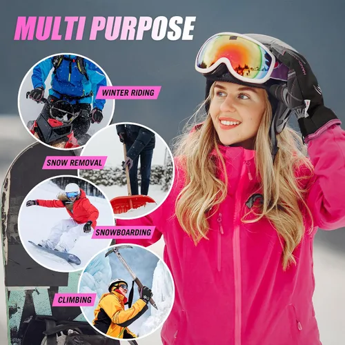 Miniatura 6 de HANDLANDY Winter Work Gloves, 3M Thinsulate Waterproof Insulated Glove for Men Women Rosa