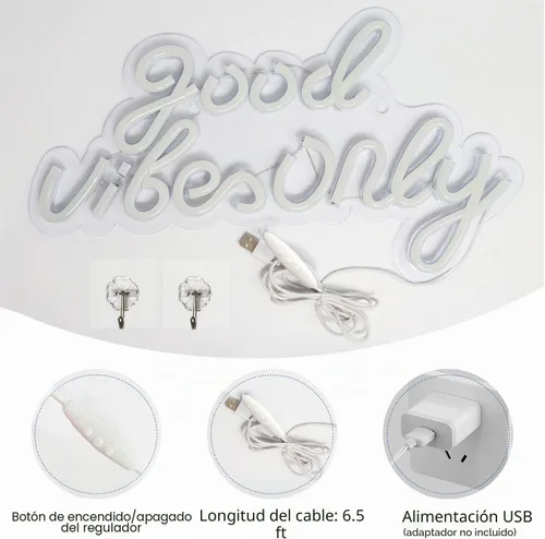 Miniatura 4 de Good Vibes Only - Letreros de neón para decoración de pared, luces de neón, adecuados para sala de estar, cerveza, bar, sala de juegos, hotel, Rosa