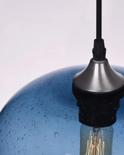 Miniatura 8 de Iluminación Colgante para Isla de Cocina de Cristal Azul Moderno Lámpara Colgante con Burbujas Texturizadas Sobre Fregadero 9.4 Pulgadas de Diámetro