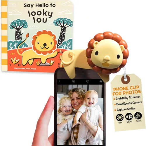 Miniatura 7 de Looky Lou - Clip para teléfono con sonajero de león para fotos de bebé, fotografía de recién nacidos, hitos mensuales, accesorios para sesiones