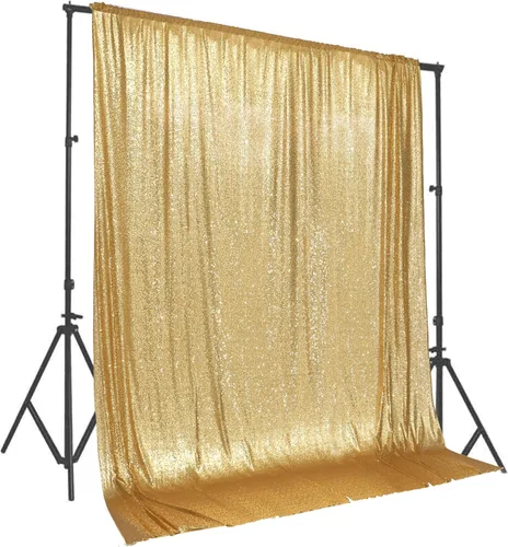 PartyDelight - Telón de fondo de lentejuelas dorado brillante de 10 pies x 10 pies para fotografía, cortina de boda para eventos especiales 2-Oro