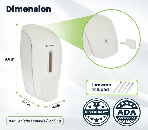 Miniatura 4 de Alpine Dispensador de jabón manual de montaje en pared, dispensador de jabón comercial montado en la pared para jabón líquido y desinfectante