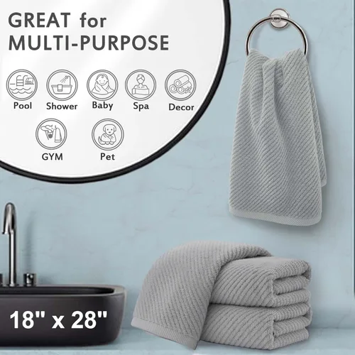 Miniatura 302 de VOOVA & MOVAS Toallas de mano blancas - 100% algodón Ligeras Gruesas Secado rápido Suaves Absorbentes, paquete de 4 piezas grandes de 18