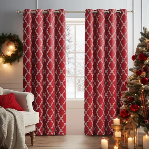 Miniatura 14 de Melodieux Cortinas 100% opacas de 96 pulgadas de largo para sala de estar, dormitorio estilo marroquí, aislamiento térmico, ahorro de energía