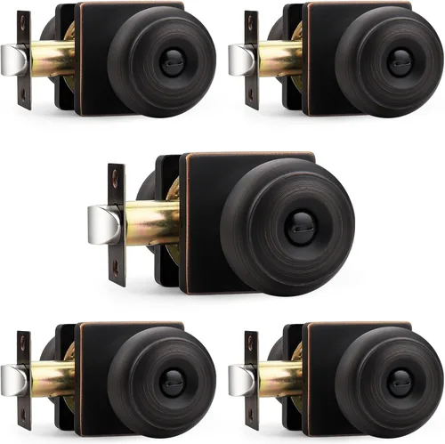 Miniatura 11 de Probrico Perillas de puerta negras con roseta cuadrada, manijas de puerta de privacidad para dormitorio, perillas de puerta negras cerraduras