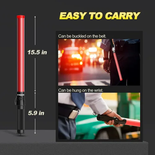 Miniatura 6 de E-riding Paquete de 8 Bastones de Seguridad para Control de Tráfico Aéreo de 21 pulgadas, Bastón de Señalización de Seguridad de Tráfico con Luz LED