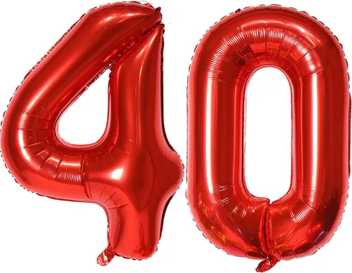 Miniatura 71 de Globo de helio rojo del número 10 de 40 pulgadas, autosellado para decoración de fiesta de cumpleaños y decoración de fiesta de aniversario (rojo 10)