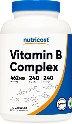 Miniatura 7 de Complejo de vitamina B de 0,015 oz, 240 cápsulas, con Vitamina C, complejo energético, 1 botella, 1
