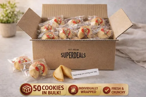 Miniatura 3 de Galletas de la fortuna horneadas de Estados Unidos de primera calidad – Práctico paquete de 50 por SUPERDEALS, galletas de la fortuna envueltas