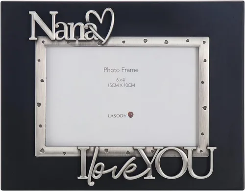 "Nana I Love You Expressions Sentiment - Marco de fotos de 4 x 6 pulgadas, negro, regalo de fotos para abuela, familia, para exhibir en la mesa,