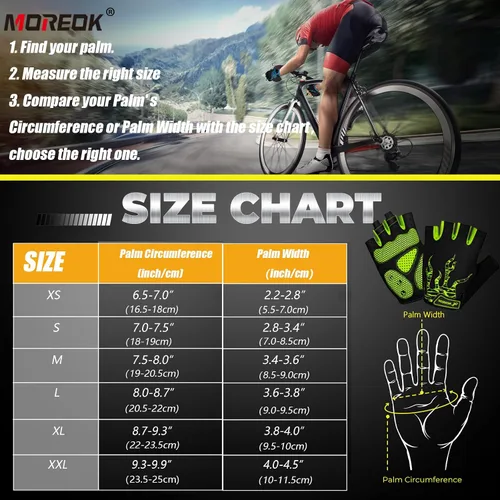 Miniatura 6 de MOREOK - Guantes para bicicleta de montaña (MTB) y ciclismo de descenso (DH), para hombres, de medio dedo, con almohadilla de gel que absorbe
