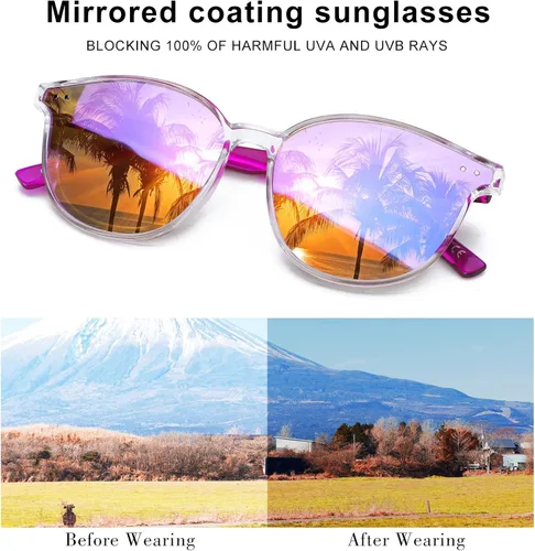 Miniatura 2 de Sumato Gafas de sol para mujer, lentes de sol rosas de ojo de gato para mujer con lente de moda espejada con bloqueo UV400