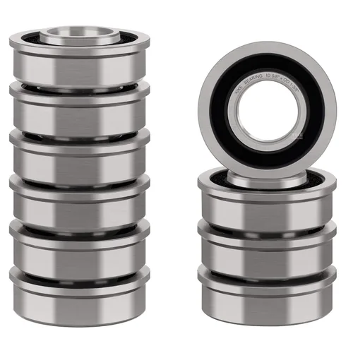 XiKe Paquete de 10 rodamientos de bolas con brida de 5/8 pulgadas x 1-3/8 pulgadas x 1/2 pulgadas. Apto para cortacésped, carretillas, carros y