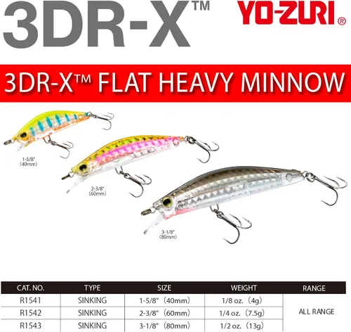 Miniatura 4 de YO-ZURI 3DR-X Señuelo Minnow Plano Pesado Hundible Prisma plateado negro