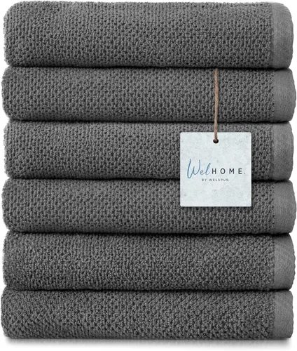 Miniatura 15 de Welhome Franklin - Juego de 6 toallas 100% de algodón con textura, 600 GSM, suaves y lujosas, 2 toallas de baño, 2 toallas de mano, 2 paños