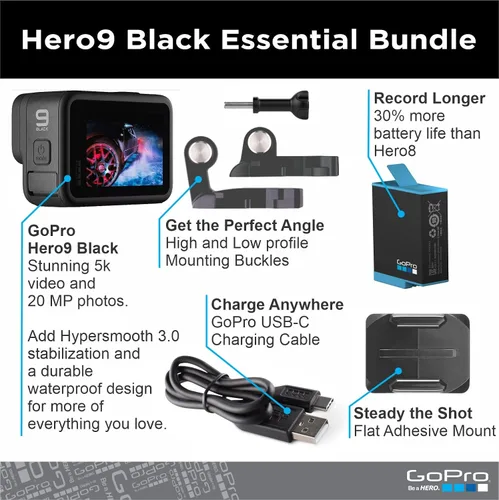 Miniatura 2 de GoPro HERO9 Black - Paquete de comercio electrónico - Cámara de acción impermeable con pantalla LCD frontal y pantalla trasera táctil, video 5K