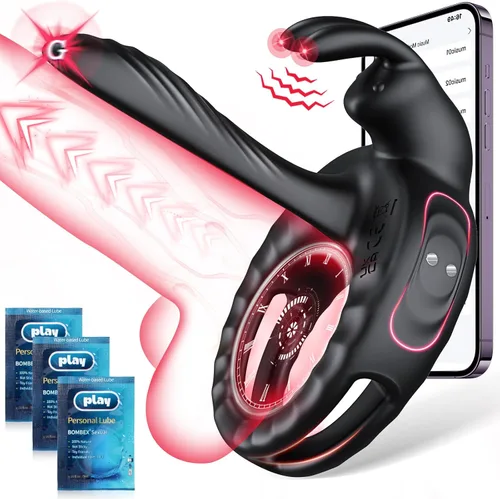 Anillo de pene vibrador, juguetes sexuales para parejas y hombres, vibrador de pene con vibradores de clítoris de conejo, juguete para adultos,