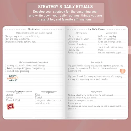 Miniatura 5 de GoGirl Planificador Semanal Horario – Planificador Horario de Trabajo y Vida con Franjas Horarias – Organizador de Agenda Vertical para Oro rosa