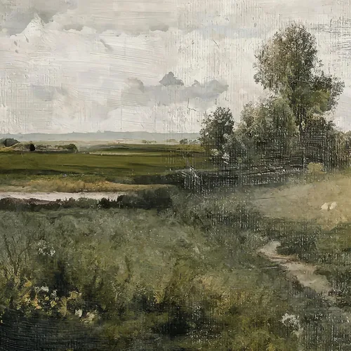 Miniatura 5 de 3 piezas de arte de pared en lienzo con marco vintage, gran impresión de granja de paisaje floral verde y árbol, obra de arte retro floral francesa