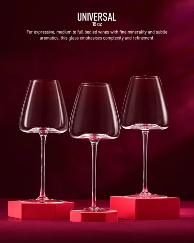 Miniatura 5 de Juego de 4 copas de vino de cristal soplado a mano de 18 oz, copas de cristal sin plomo con diseño único en la base para vino tinto y blanco, 530 ml